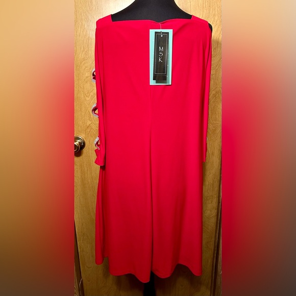 NWT MSK red cold shoulder rhinestone size extra large beautiful dress - Picture 4 of 9
